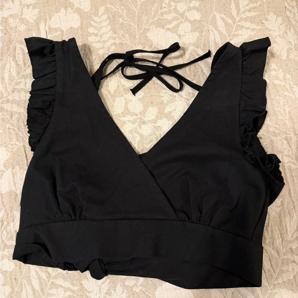 Black Ruffled Women's Top
